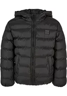 Kurtki i płaszcze dla chłopców - Urban Classics Chłopięca kurtka Boys Basic Bubble Jacket, kurtka zimowa dla chłopców z kapturem, dostępna w 2 kolorach, rozmiary 110/116-158/164, Black/Black/Black, 110-116 - miniaturka - grafika 1