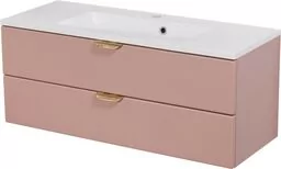Szafka łazienkowa pudrowy róż 100 cm MAGNOLIA z umywalką - złote uchwyty - Szafki łazienkowe - miniaturka - grafika 1