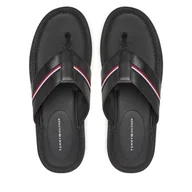 Klapki i japonki męskie - Japonki Tommy Hilfiger Core Hilfiger Toe Post Lh Sandal FM0FM05416 Czarny - miniaturka - grafika 1