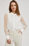 Koszule damskie - Koszula damska z ażurowymi rękawami biała 4325, Kolor biały, Rozmiar XS, Moodo - Primodo.com - miniaturka - grafika 1