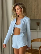 Komplety damskie - Uroczy domowy komplet damski - Niebieski L - miniaturka - grafika 1