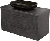 Szafki łazienkowe - Szafka łazienkowa grafitowa wisząca z umywalką 100/48C Negra - miniaturka - grafika 1