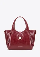 Torebki damskie - Damski kuferek z imitacji skóry z odpinanym paskiem bordowy - miniaturka - grafika 1