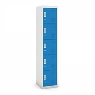 Szafki BHP - B2B Partner Szafka szatniowa 5-drzwiowa, zamek cylindryczny, 1800 x 380 x 450 mm, szara/niebieska, 1+1 GRATIS 485037 - miniaturka - grafika 1