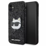 Etui i futerały do telefonów - Karl Lagerfeld KLHCN61G2CPK iPhone 11 / Xr 6.1" czarny/black hardcase Glitter Choupette Patch - miniaturka - grafika 1