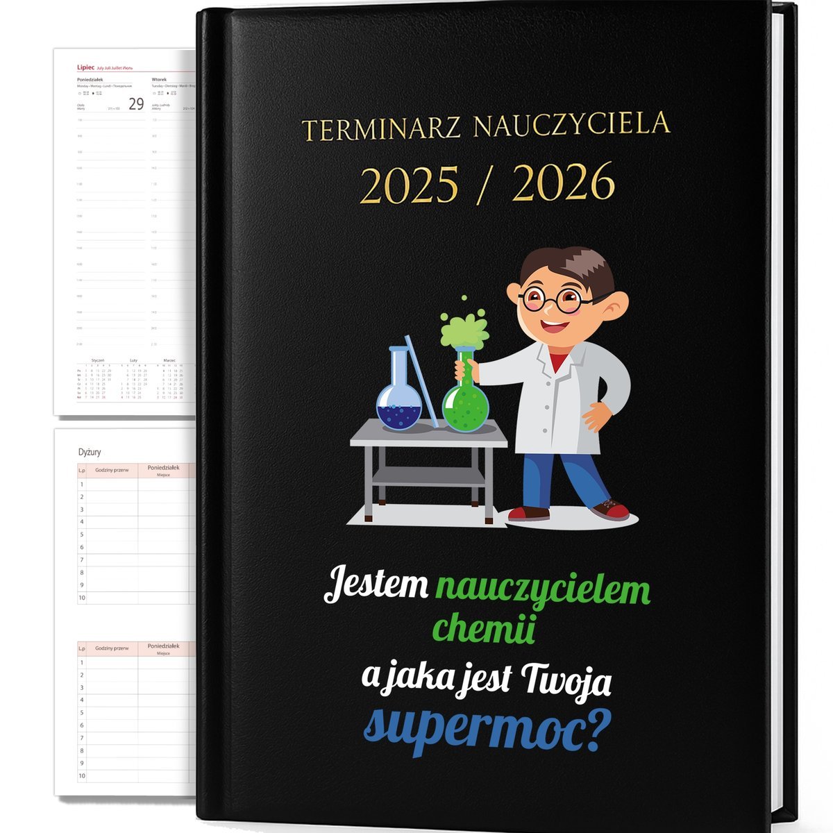 KALENDARZ NAUCZYCIELSKI PLANER A5 2025/2026 PREZENT DLA NAUCZYCIELA CHEMII