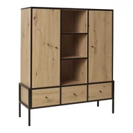 Szafki do salonu - Szafka 3 Livi Jurek Meble Dąb Artisan, Czarny - miniaturka - grafika 1