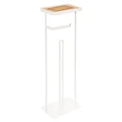 Stojaki i wieszaki na papier toaletowy - Stojak na papier toaletowy z zapasem, półka na telefon - miniaturka - grafika 1