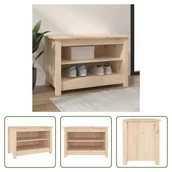 Szafki na buty - The Living Store Ławka na buty 70x38x45,5 cm lite drewno sosnowe - miniaturka - grafika 1