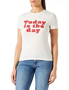 Koszulki i topy damskie - Naf Naf T-shirt damski, kość słoniowa, L - grafika 1