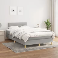 Łóżka - Lumarko Łóżko kontynentalne z materacem, jasnoszare, tkanina 120x200 cm - miniaturka - grafika 1
