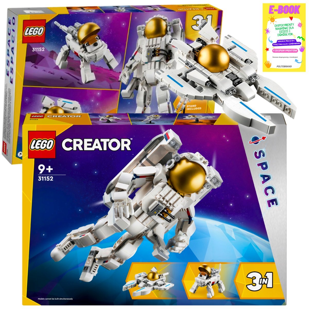 Lego Prezent Creator 3W1 - Astronauta Odrzutowiec Kosmiczny Pies Klocki Prezent + Ebook