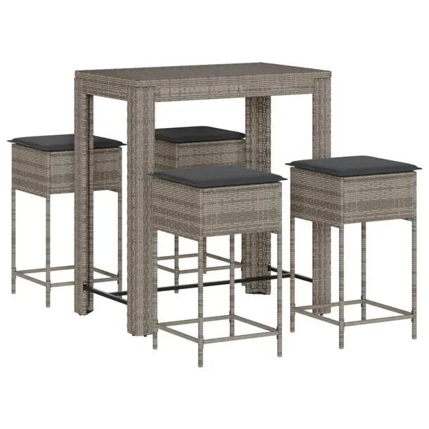 Zestaw Mebli Barowych Rattan PE Szary 100x60,5x110,5cm