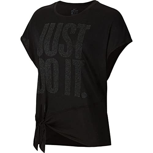 Nike Damski Dry Top Tie Pp1 Sprkle T-shirt damski T-shirt czarny Black/DK SMOKE GREY XL