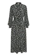 Koszule damskie - Damska koszula KAFFE Maxi Tie Waist Printed Długi rękaw, Czarny - Kwiat Paisley Green, 36 - miniaturka - grafika 1