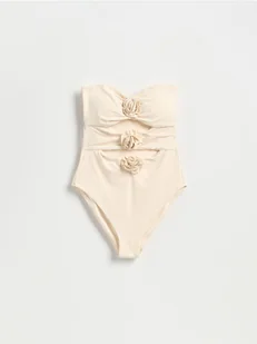 Reserved - Jednoczęściowy strój kąpielowy z różami - złamana biel - Moda i Uroda OUTLET - miniaturka - grafika 1