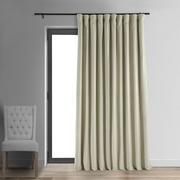 Zasłony - Half Price Drapes Podpisana podwójna zaciemniająca aksamitna zasłona, chłodna beżowa, 100 x 84 - miniaturka - grafika 1