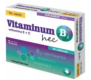 Hecpharma Vitaminum B2 HEC na zajady x 30 tabl - Problemy skórne - miniaturka - grafika 1