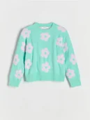 Swetry dla dziewczynek - Reserved - Sweter w kwiaty - wielobarwny - miniaturka - grafika 1
