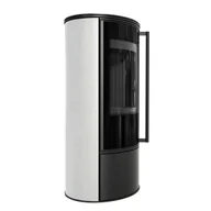 Piece wolnostojące - Piec stalowy ERIK fi 150 5,5 kW ceramika WHITE SATIN czarne wyłożenie - miniaturka - grafika 1