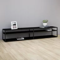 Szafki RTV - vidaXL Szafka pod TV, czarna, 220x40x40,5 cm, szkło hartowane - miniaturka - grafika 1
