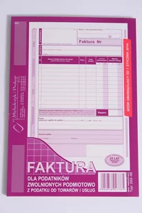 MICHALCZYK Prokop Prokop Faktura dla podatników zwolnionych podmiotowo z podatku od towarów i usług A5 202-3E WIKR-930751 - Druki akcydensowe - miniaturka - grafika 1