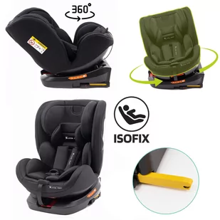 FOTELIK SAMOCHODOWY OBROTOWY 360° CZARNY 0-36 KG GR. 0+/1/2/3 + ISOFIX - Foteliki samochodowe - miniaturka - grafika 1