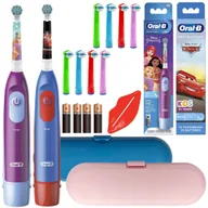 Szczoteczki do zębów - Szczoteczka Braun Oral-B Advanced Auta + Księżniczki + 8 końcówek zamiennych + 2x etui + wyciskacz - miniaturka - grafika 1