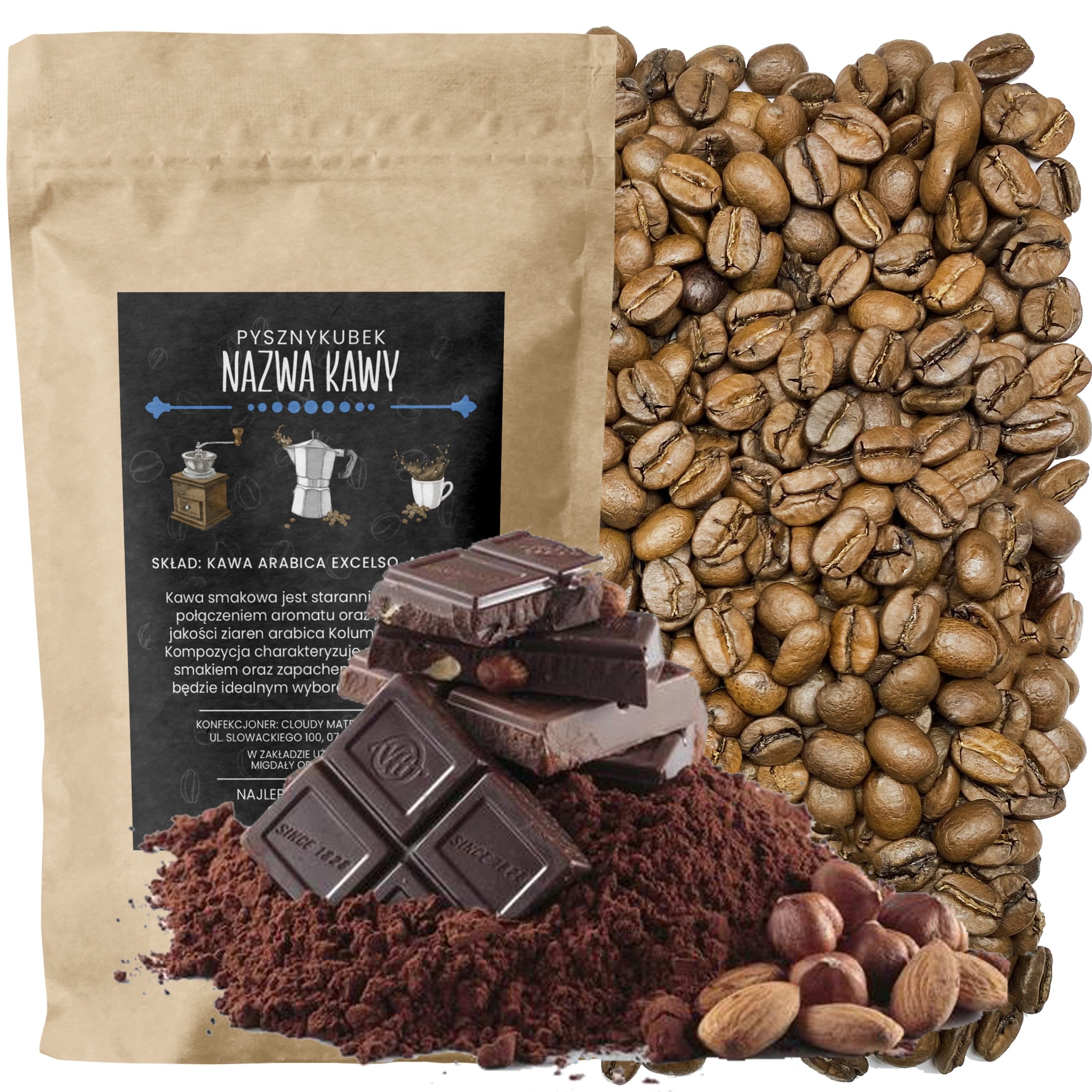 Kawa smakowa Czekoladowa 1000G 1KG arabica wyjątkowa