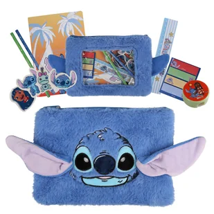 DISNEY Stitch Zestaw przyborów szkolnych, futrzany piórnik szkolny + przybory szkolne, akcesoria piśmiennicze - Piórniki - miniaturka - grafika 1