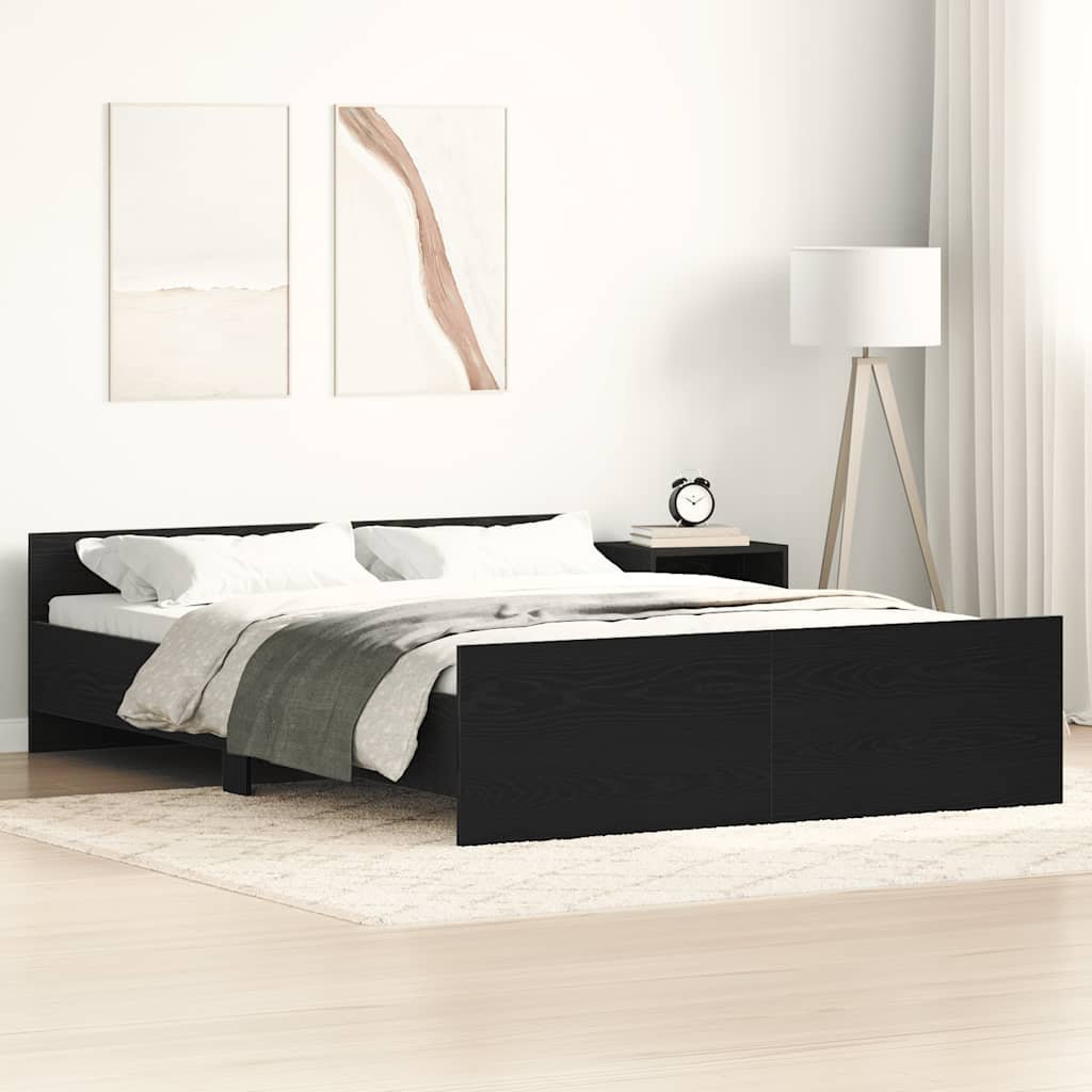 vidaXL Rama łóżka bez materaca, czarny dąb, 140x200 cm