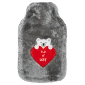 Termofory - Termofor szary DUŻY 1,8l SOXO ogrzewacz w pluszowym pokrowcu full of love pomysł na prezent - miniaturka - grafika 1