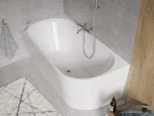 The North Bath Calia wanna wolnostojąca przyścienna lewa 150x75cm + syfon Klik-klak 6845-1501L | - Wanny z hydromasażem - miniaturka - grafika 4