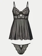 Bielizna nocna - Hunkemöller Halka Babydoll Isabelle 205820 Czarny - miniaturka - grafika 1