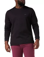 Bluzy męskie - BOSS Męska bluza Salbo Curved z bawełny Interlock z okrągłym dekoltem i zakrzywionym logo, czarny (Black1), XXL - miniaturka - grafika 1