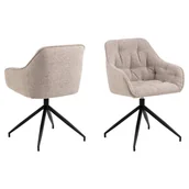 Krzesła - Krzesło do jadalni Brooke z podłokietnikiem obrotowym w kolorze beżowym. - miniaturka - grafika 1