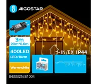 Lampy ogrodowe - Aigostar - Zewnętrzny świąteczny łańcuch LED 400 diod / 8 funkcji 23x0,6m IP44 ciepła biel - miniaturka - grafika 1