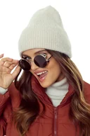 Czapki damskie - Ciepła Klasyczna Wywijana Czapka Damska Zimowa Na Zimę Beanie Beżowa - miniaturka - grafika 1