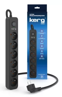 Urządz. zas.-zabezpiecz. KERG z wyłącznikiem-6 gniazd-czarny-3m-16A-H05VV-F-3x1,5mm2 - Przewody elektryczne - miniaturka - grafika 2