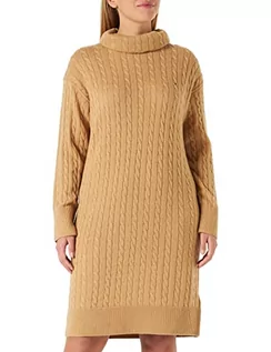 Sukienki - Tommy Hilfiger Damska sukienka Softwool Cable Roll-Nk Sweter, wiejski khaki, XL, Wieś khaki, XL - grafika 1