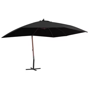 vidaXL Wiszący parasol na drewnianym słupku, 400x300 cm, czarny vidaXL - Parasole ogrodowe - miniaturka - grafika 1