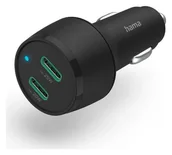 Ładowarki samochodowe - Hama ładowarka samochodowa PD/QC 45W 2x USB-C, czarna - miniaturka - grafika 1