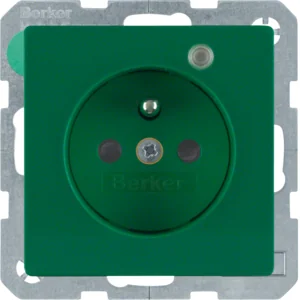 Berker Gniazdo z kontrolą zasilania Berker Q.1/Q.3/Q.7 - zielony - Gniazdka elektryczne - miniaturka - grafika 1