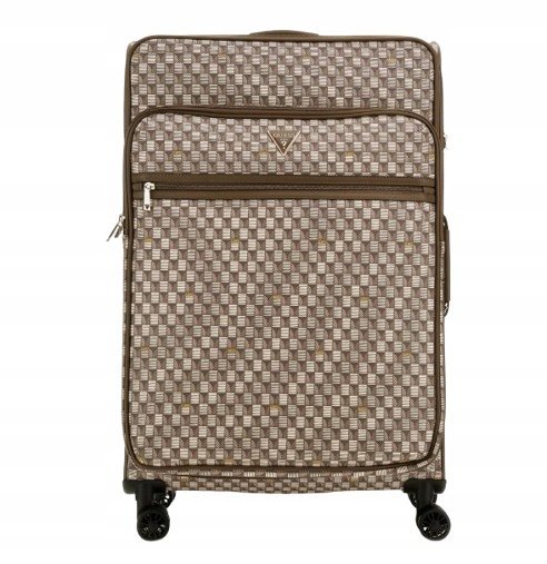 GUESS WALIZKA NA CZTERECH KÓŁKACH Z WZOREM LOGO BRĄZOWA G_A