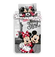 Pościel dla dzieci - Jerry Fabrics Pościel bawełniana 140x200 Myszka Mini i Miki New York Love poszewka 50x70 JF 02 - miniaturka - grafika 1