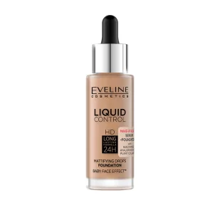 EVELINE LIQUID CONTROL HD MATTIERENDE FOUNDATIONMATUJĄCY PODKŁAD DO TWARZY Z NIACYNAMIDEM 060 SUNNY BEIGE 32ML - Podkłady do twarzy - miniaturka - grafika 1