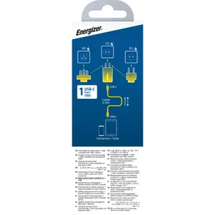 Energizer Ultimate - Ładowarka sieciowa Multiplug EU / UK / US GaN USB-C 20W PD + kabel USB-C (Czarny) - Ładowarki do telefonów - miniaturka - grafika 4