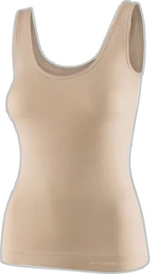 Brubeck TA1059W Koszulka damska bez rękawów COMFORT MERINO beżowy L - Koszulki sportowe damskie - miniaturka - grafika 1