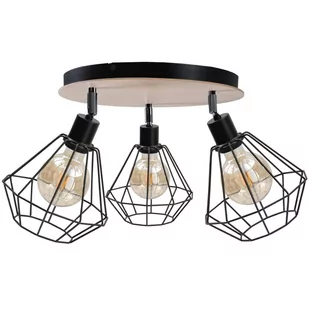KET Regulowana LAMPA sufitowa metalowa OPRAWA industrialna czarna drewno - Lampy sufitowe - miniaturka - grafika 1