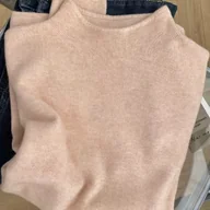 Swetry damskie - TEMU Damska Miękka Bluzka z Kołnierzykiem Stojącym i Długim Rękawem – Ciepła Koszulka Bazowa na Zimę, Jednokolorowa Warstwa Biurowa, Przytulny Sweter - miniaturka - grafika 1